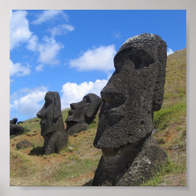 Moai at Rano Raraku, Easter Island Poster (Front)