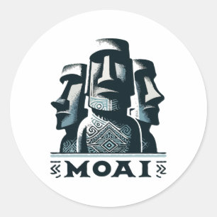 Moai Easter Island Heads Classic Round Sticker