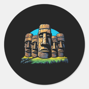Moai Heads Easter Island Easter Day Cute Classic Round Sticker