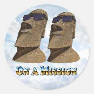 Moai On A Mission 2 - Mult Products Classic Round Sticker