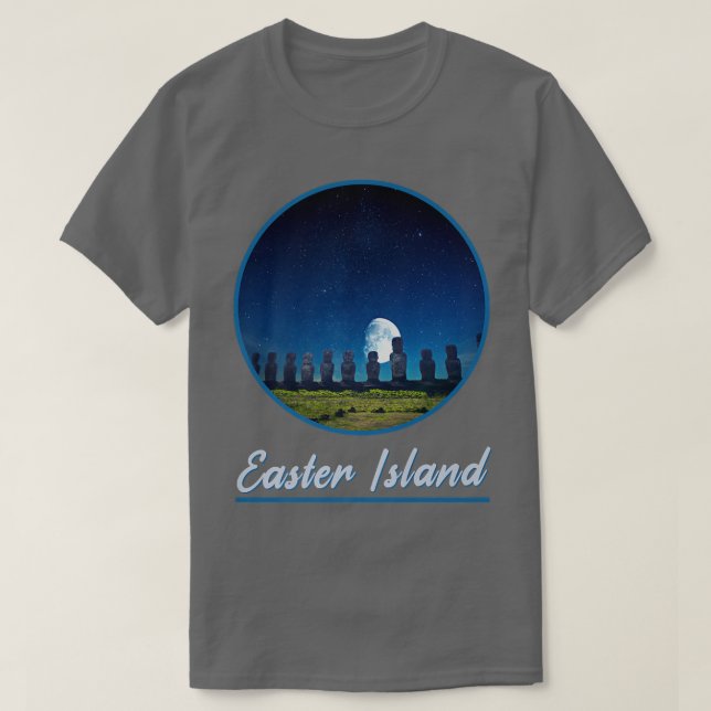 Moai Statue Easter Island At Night Easter Island P T-Shirt (Design Front)