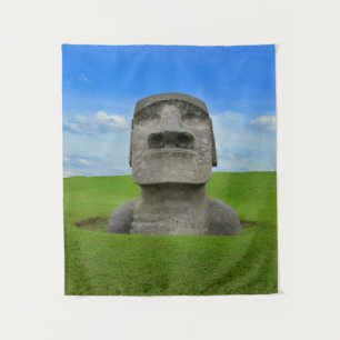 Moai statue easter island travel tourism monument tapestry