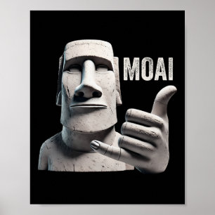Moai Statue Shaka, Moai Monolith, Funny Easter Isl Poster