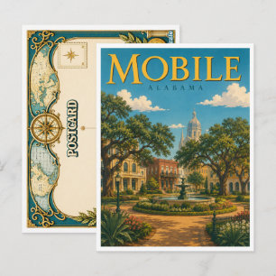 Mobile Alabama Bienville Square GeoSaga Postcard