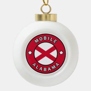 Mobile Alabama Ceramic Ball Christmas Ornament
