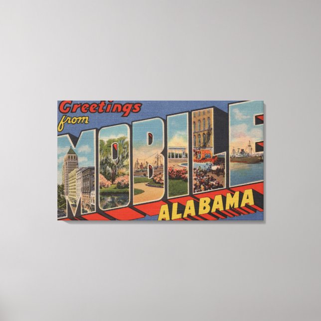 Mobile, Alabama - Large Letter Scenes Canvas Print (Front)