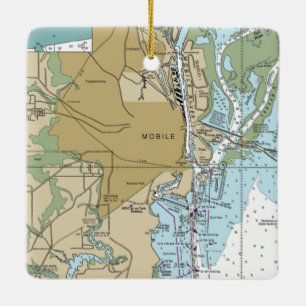 Mobile Alabama Nautical Chart Ceramic Ornament