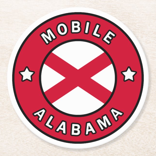 Mobile Alabama Round Paper Coaster (Front)