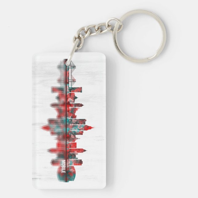 Mobile Alabama Skyline Key Ring (Back)