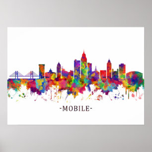 Mobile Alabama Skyline Poster