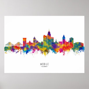 Mobile Alabama Skyline Poster