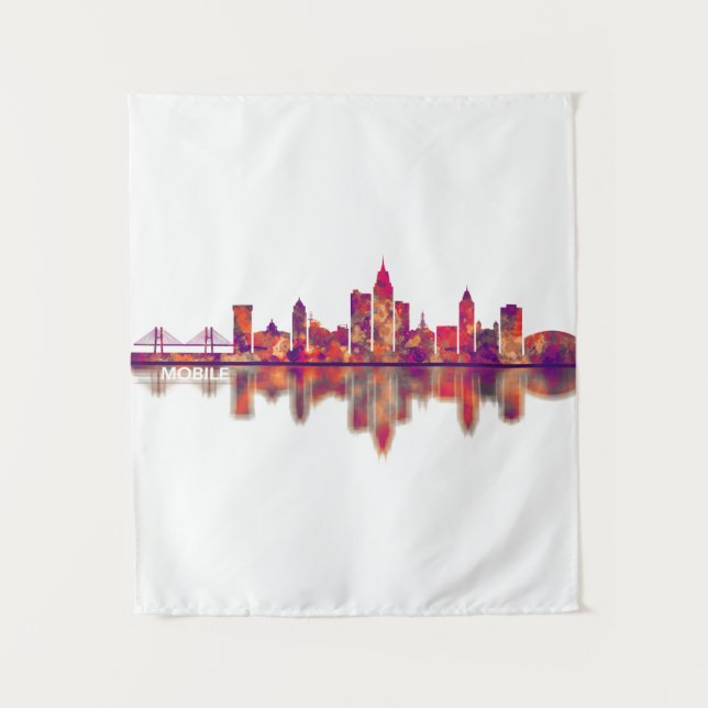 Mobile Alabama Skyline Tapestry (Front)