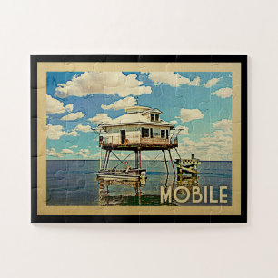 Mobile Alabama Vintage Travel Jigsaw Puzzle