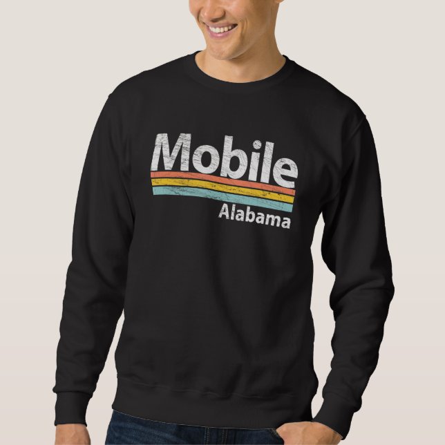 Mobile  Alabama  Worn Retro Stripes  Classic Sweatshirt (Front)