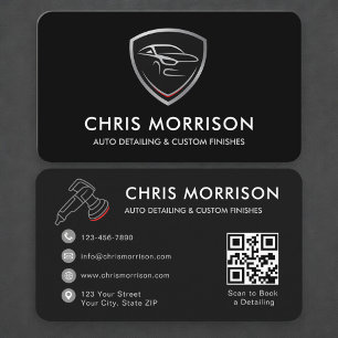 Mobile Auto Detailing Car Wash QR Code Business Card