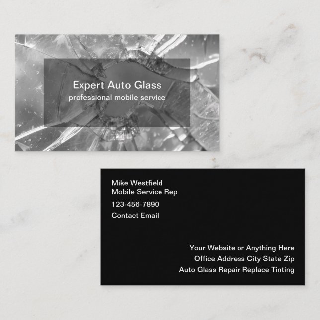 Mobile Auto Glass Repair Replace Business Card (Front/Back)