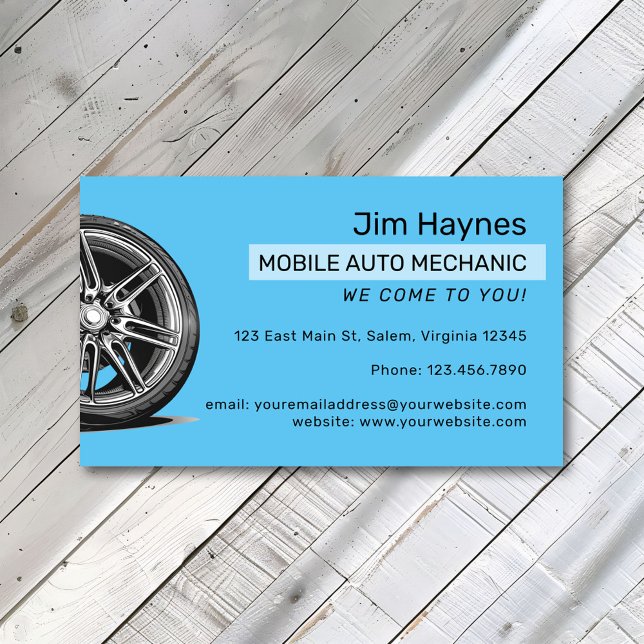 Mobile Auto Mechanic Automobile Wheel Business Card (Creator Uploaded)