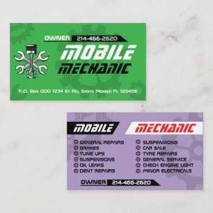 Mobile Auto Mechanic Car Repair Editable Business Card