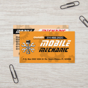 Mobile Auto Mechanic Car Repair Editable Business Card