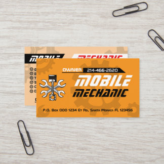 Mobile Auto Mechanic Car Repair Editable Business Card