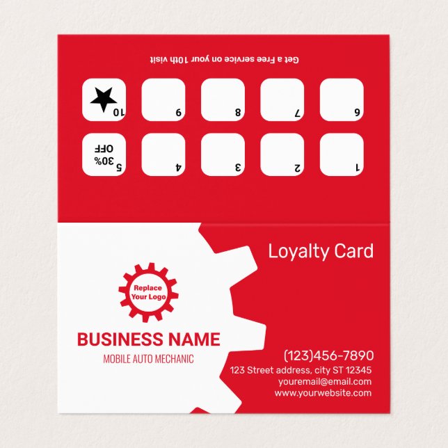 Mobile Auto Mechanic Loyalty & Appointment Card (Outside Unfolded)