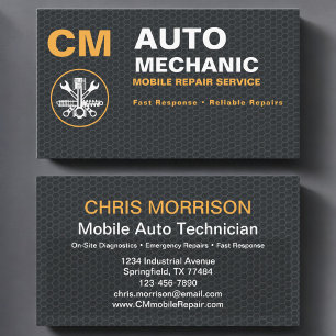 Mobile Auto Mechanic Modern Monogram Business Card