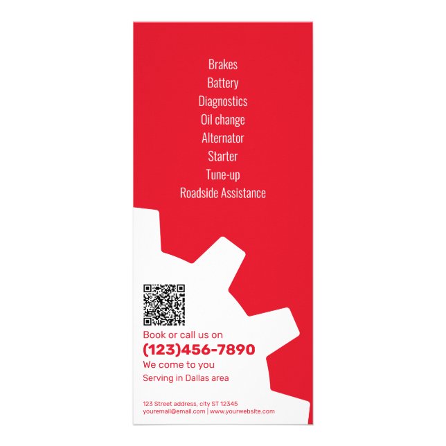 Mobile Auto Mechanic Rack Card (Back)