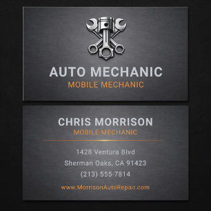 Mobile Auto Mechanic Repair Metallic Business Card