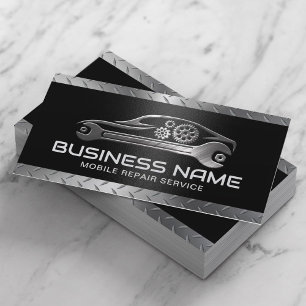 Mobile Auto Repair Service Black Metal Automotive Business Card