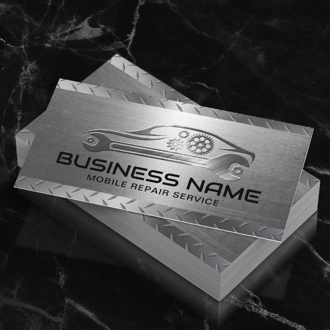 Mobile Auto Repair Service Metal Automotive Car Business Card (Creator Uploaded)