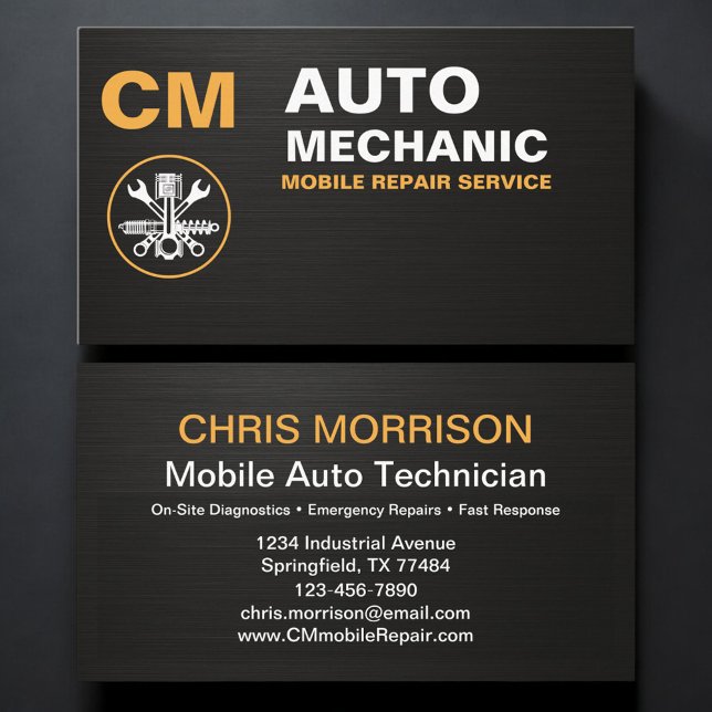 Mobile Auto Service & Car Repair Mechanic Business Card (Creator Uploaded)