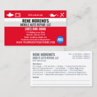 Mobile Automobile Car Repair Mechanic 2 Sided Busi