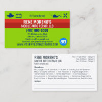 Mobile Automobile Car Repair Mechanic 2 Sided Busi