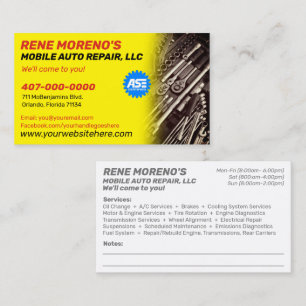 Mobile Automobile Car Repair Mechanic 2 Sided Busi Business Card