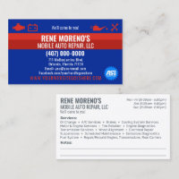 Mobile Automobile Car Repair Mechanic 2 Sided Busi
