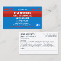 Mobile Automobile Car Repair Mechanic 2 Sided Busi