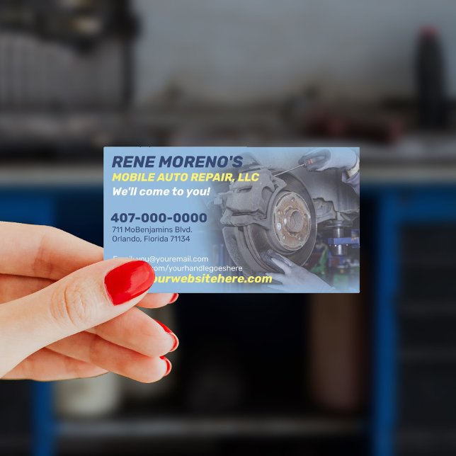 Mobile Automobile Car Repair Mechanic 2 Sided Business Card (Increase visibility with these mobile mechanic & auto repair business cards.)