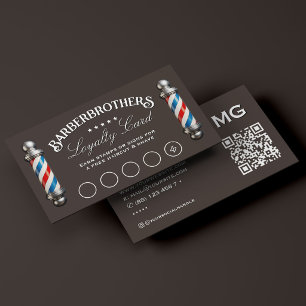 Mobile Barber Pole Espresso Loyalty Reward Business Card