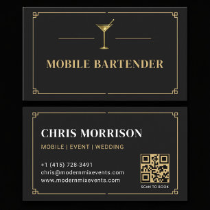 Mobile Bartender QR Code Professional Business Card