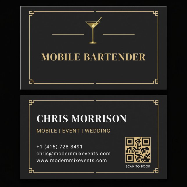 Mobile Bartender QR Code Professional Business Card (Creator Uploaded)