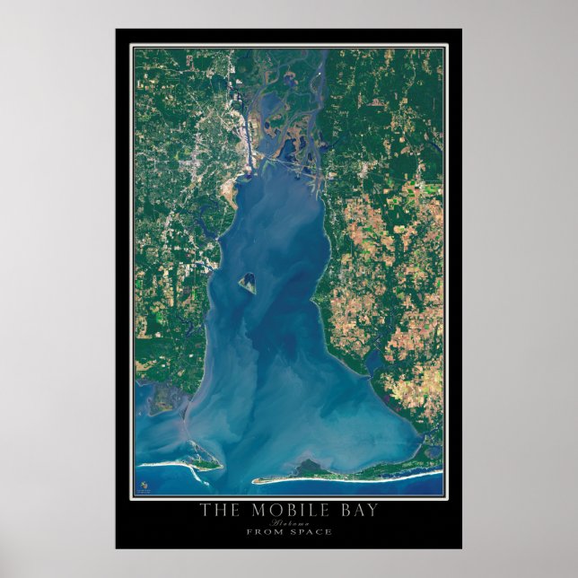 Mobile Bay Alabama Satellite Poster Map (Front)