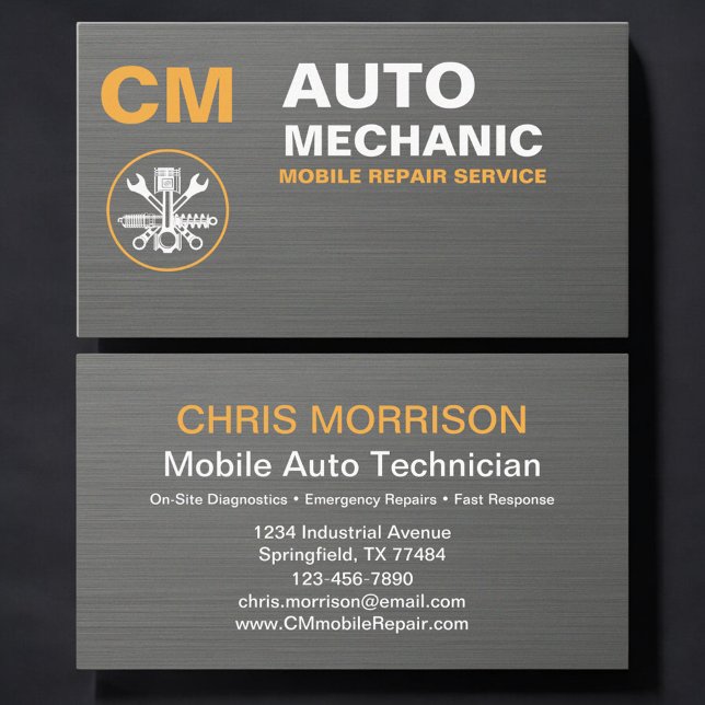 Mobile Car Repair & Auto Technician Service Business Card (Creator Uploaded)
