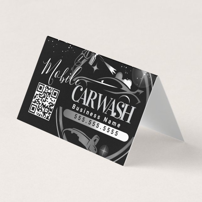 Mobile Car Wash Detail - Business Logo QR Code B Business Card (Front)
