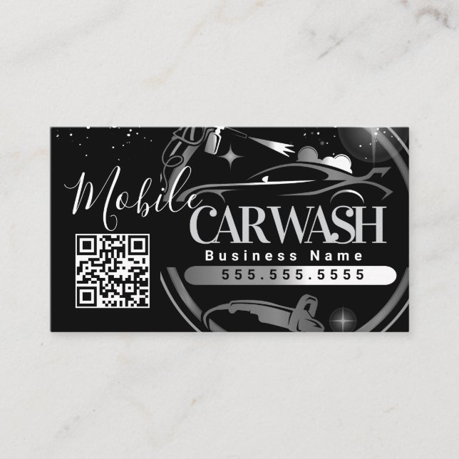 Mobile Car Wash Detail - Business Logo QR Code B Card (Front)