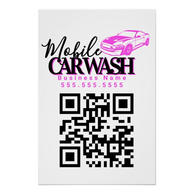 Mobile Car Wash Detail Business QR Code Poster (Front)