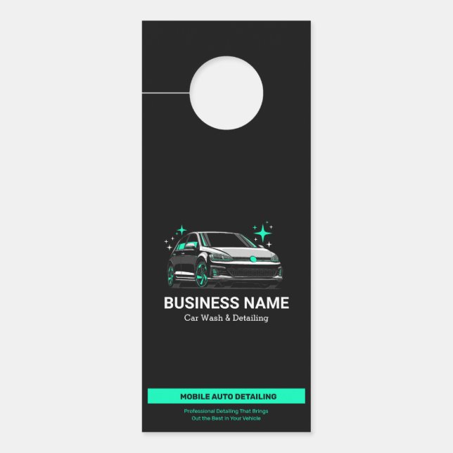 Mobile Car Wash & Detailing Custom Door Hanger (Front)