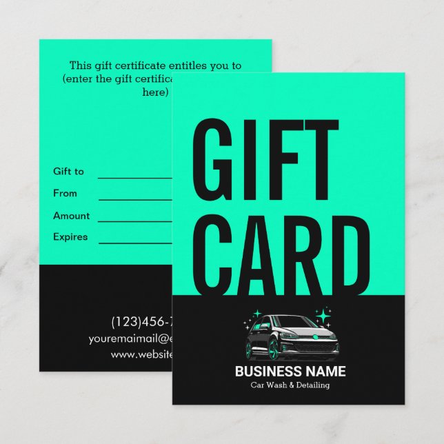 Mobile Car Wash & Detailing Custom Gift Card (Front/Back)