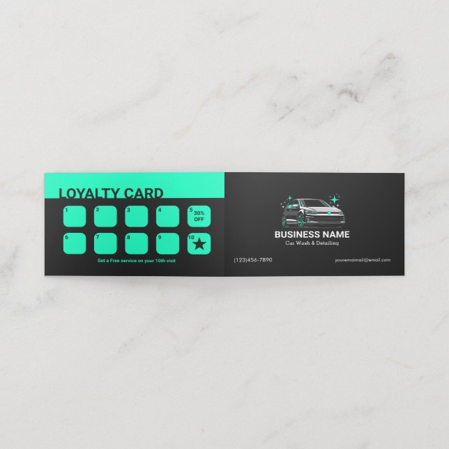 Mobile Car Wash & Detailing Custom Loyalty and Appointment Card (Outside Unfolded)