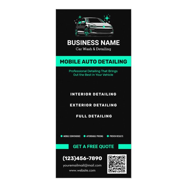 Mobile Car Wash & Detailing Custom Rack Card (Front)