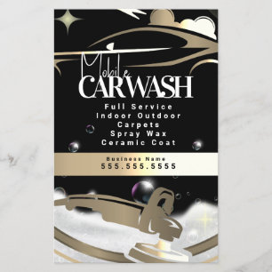 Mobile Car Wash Detailing Logo Gold Flyer